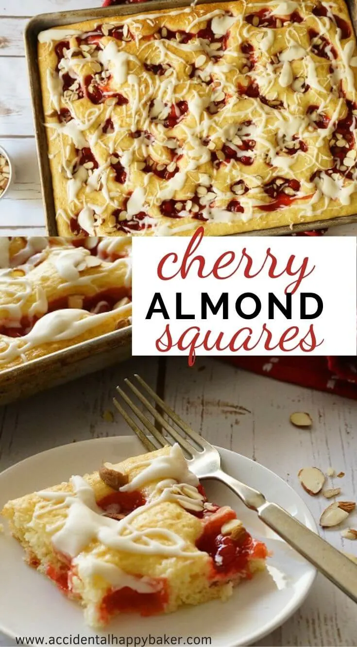 Cherry Almond Squares, this quick and easy dessert will feed a crowd and is so simple to make. 