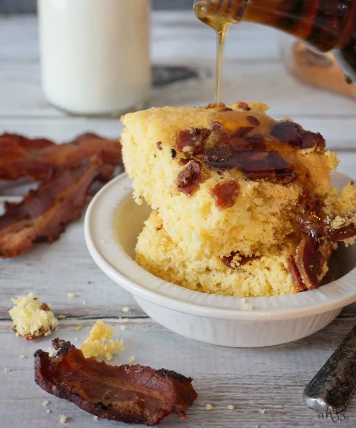 Maple Bacon Cornbread. Sweet and savory maple bacon cornbread, a simple twist on cornbread mix that takes 25 minutes.