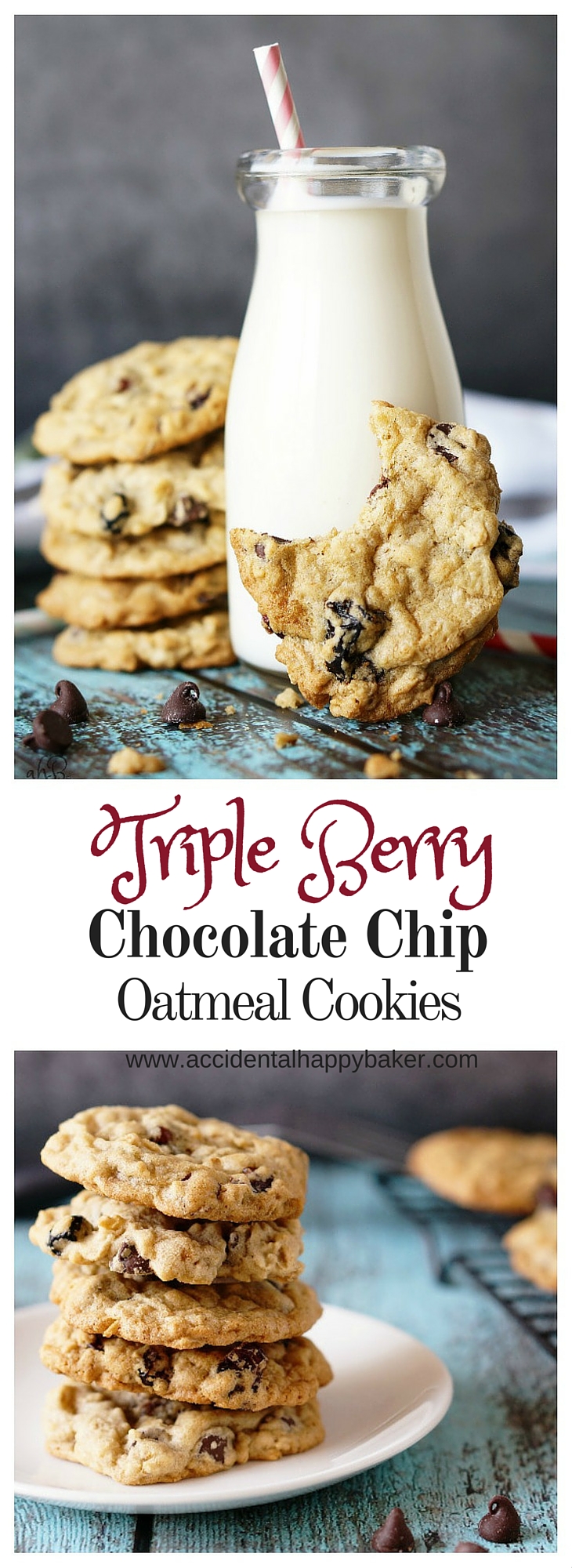 Triple Berry Chocolate Chip Oatmeal Cookies