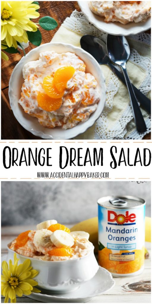 Orange Dream Salad. Light, creamy and sweet, this dessert salad has a delicious flavor combination of oranges and vanilla and is full of delicious Dole Mandarin oranges and bananas.