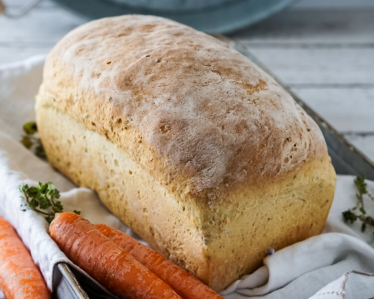A loaf of carrot and chive bread.