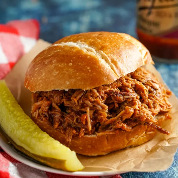 A root beer pulled pork sandwich. 