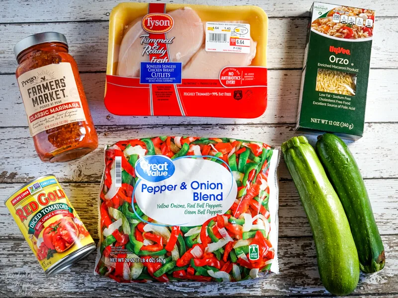 The ingredients you will need to make One Pot Italian Chicken and Orzo
