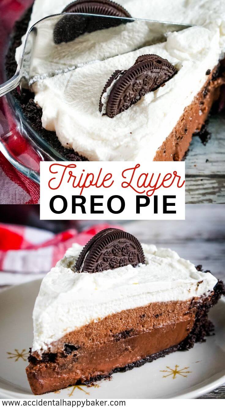 Layered Oreo Pie is rich, creamy, and decadent while also being incredibly easy to make from scratch! Make this chocolate no bake pie when you’ve got someone you want to impress or when you’ve got huge craving for chocolate. #oreopie #nobake #chocolatepie #chocolatecreampie