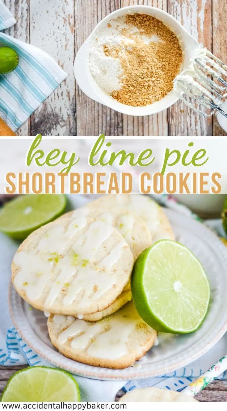Key Lime Pie Shortbread Cookies have all the components of Key Lime Pie in cookie form, even down to crust! Like taking a bite of Florida sunshine. #keylimepie #shortbreadcookies #cookierecipe #accidentalhappybaker