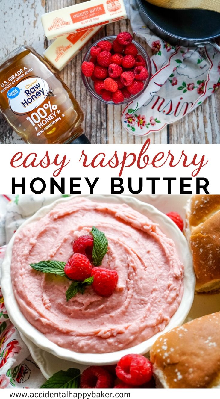 Only 3 ingredients and a few minutes to make this deliciously creamy and sweet homemade raspberry honey butter.