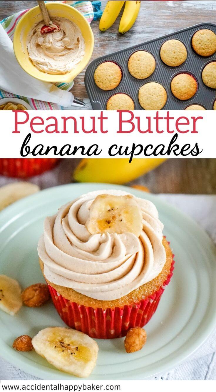 Soft and fluffy banana cupcakes capture everything you love about banana bread and then take it over the top with the addition of creamy and smooth peanut butter frosting.