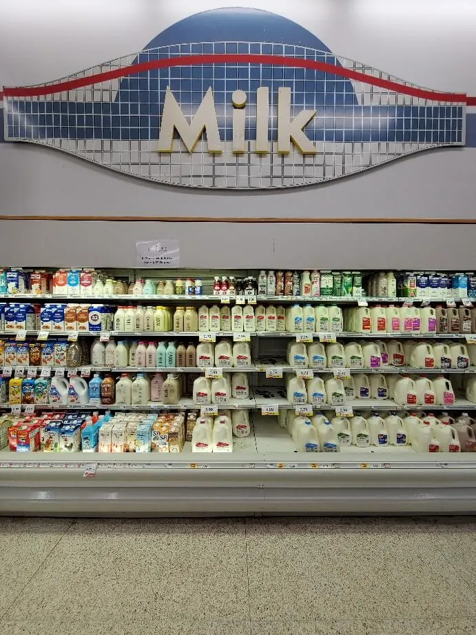 A milk display at Hy-Vee food store. 