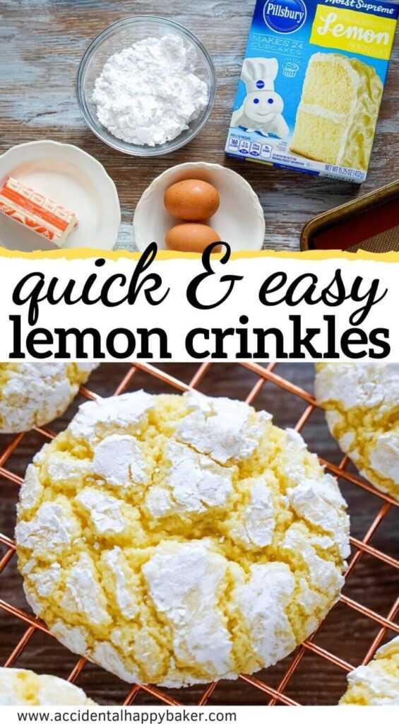 3 steps. 4 ingredients. Super quick and easy soft, melt in your mouth, buttery lemon crinkle cookies.