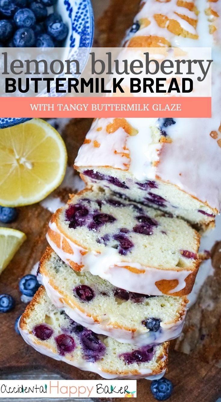 This lemon blueberry buttermilk loaf is an easy quick bread recipe studded with sweet blueberries and lemon zest and topped with a tangy buttermilk glaze. The perfect way to start your day!