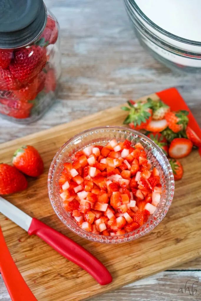 Finely diced the strawberries.