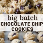 This big batch chocolate chip cookie recipe delivers classic soft and thick chocolate chip cookies loaded with chocolate chips and makes 8 dozen 2.75 inch cookies. Freezer instructions are included.