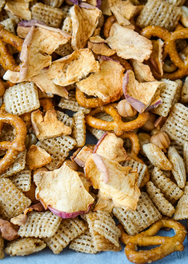 A mix of sweet and salty Caramel Apple Chex Mix.