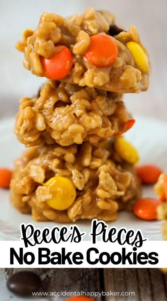 Crisp and crunchy, chewy and peanut buttery, these Rice Krispies no bake cookies with Reese’s pieces are a super quick and easy no bake treat. 
